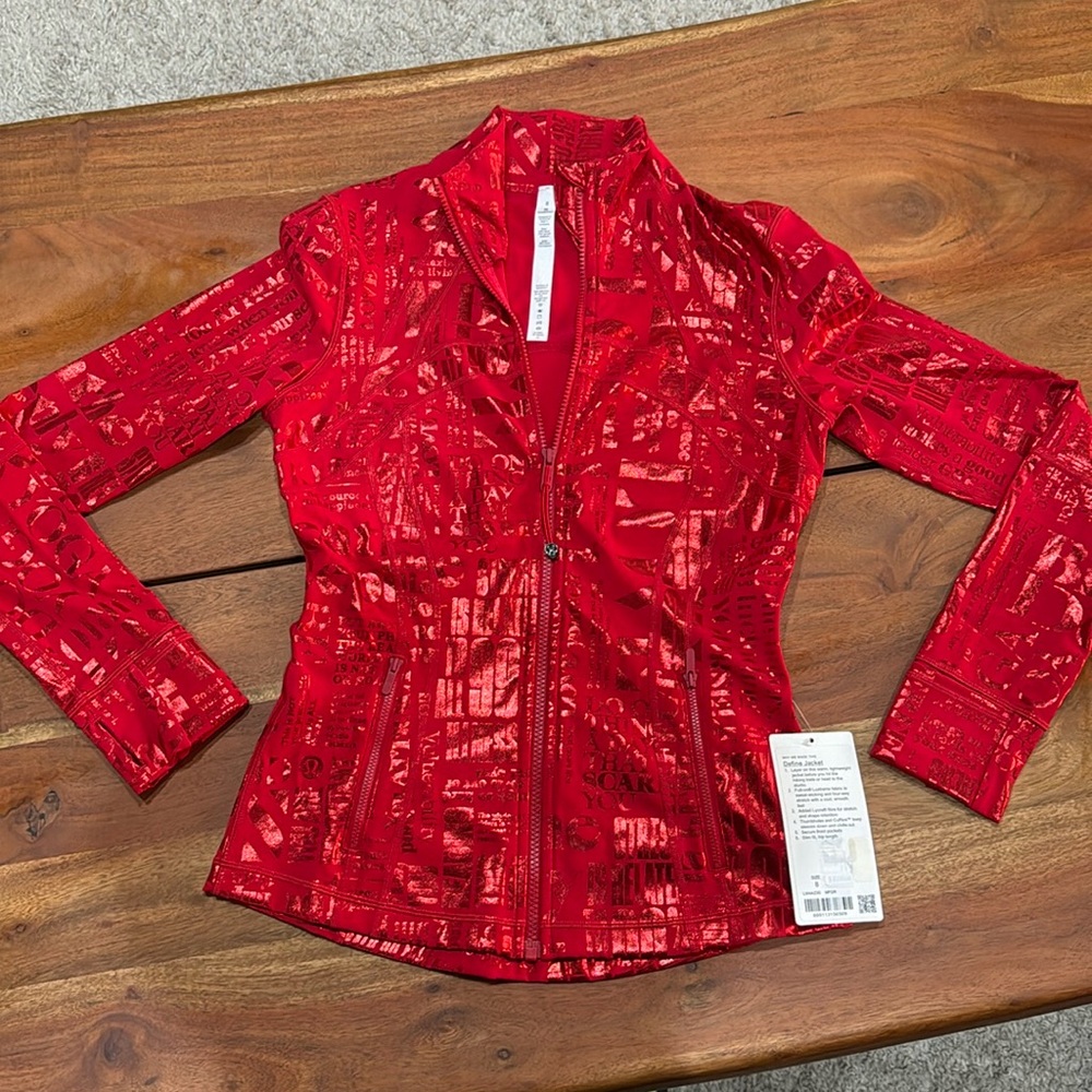Lululemon Define Jacket 20YR Manifesto Foil Spark Dark Red, Size 8